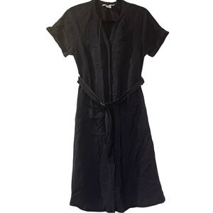 NWOT Lucky Brand NAVY‎ Button Down Midi Linen Blend Dress Women's Size XS